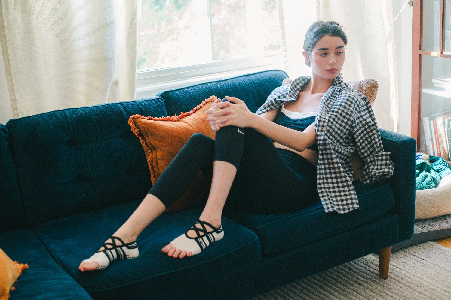 HAILEY STRIPE TOE FREE GRIP SOCKS