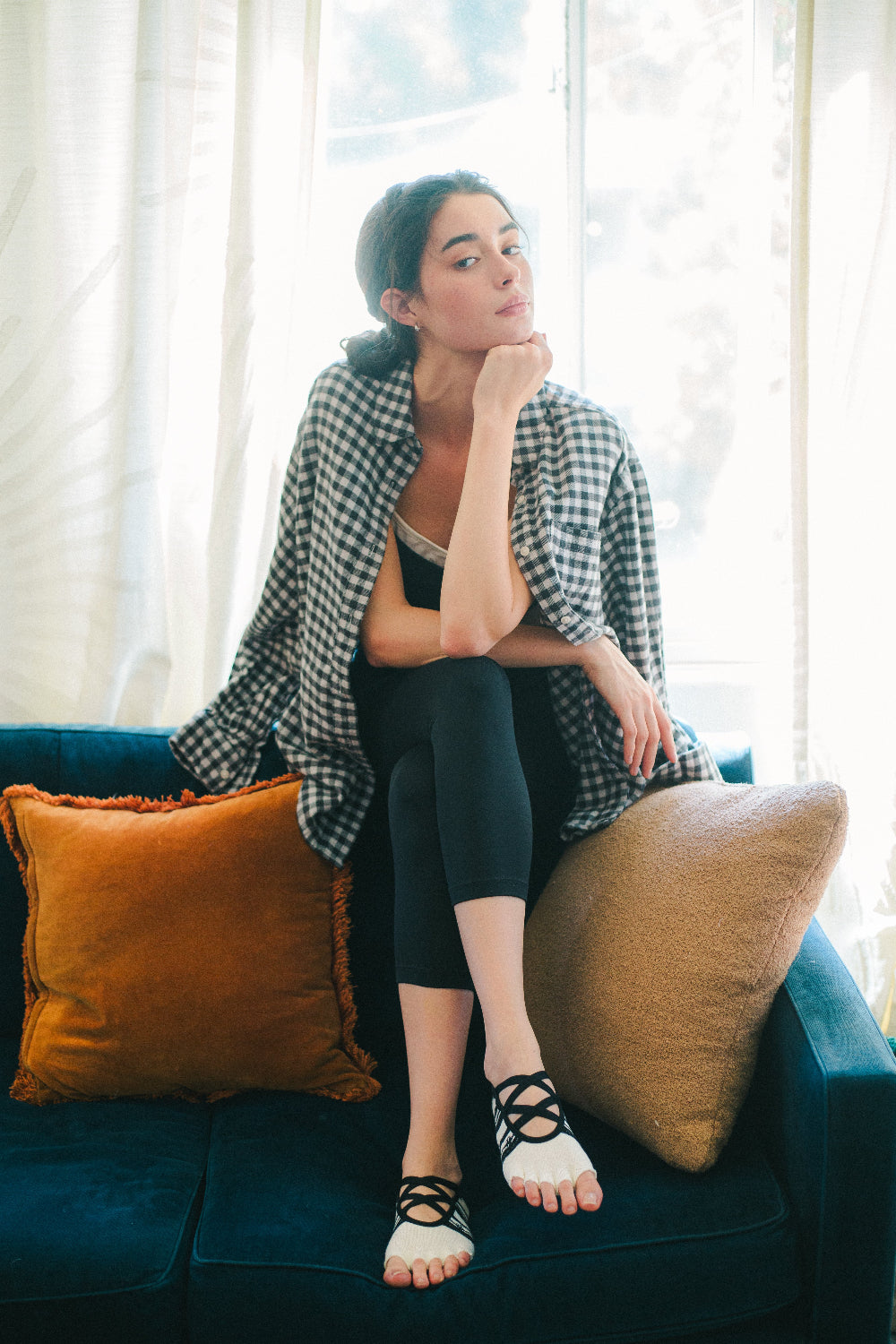 HAILEY STRIPE TOE FREE GRIP SOCKS